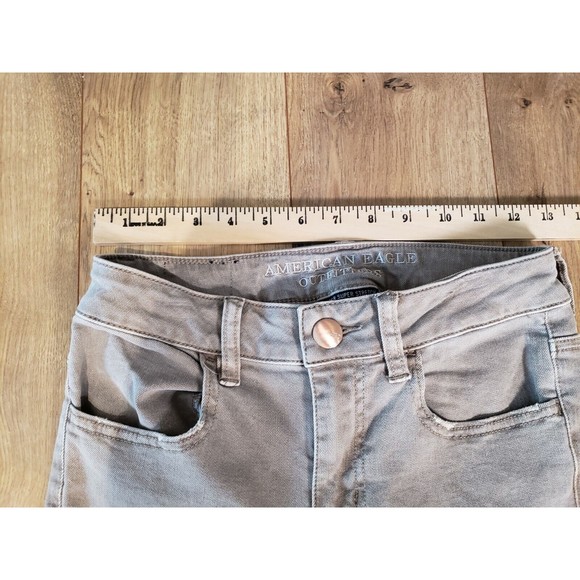 AMERICAN EAGLE 360 SUPER STRETCH Taupe Gray JEGGING CROP JEANS SIZE 2 - Picture 8 of 8